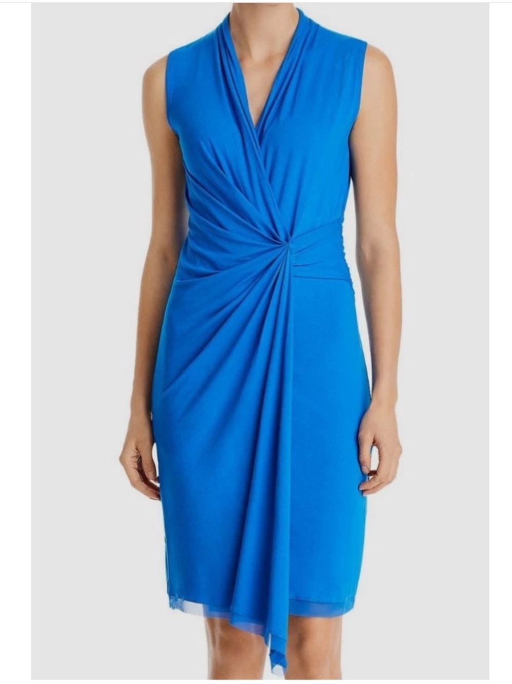 Kobi Halperin Women's Blue Maureen Twist Front Sleeveless Dress Size L